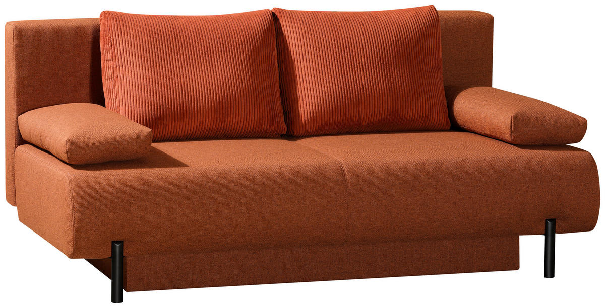 ROZKLADACIA POHOVKA, textil, terakota - čierna/terakota, Konventionell, kov/textil (197/88/89cm) - Livetastic