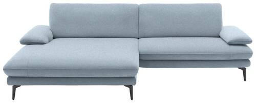 ECKSOFA Hellblau Webstoff  - Schwarz/Hellblau, Design, Textil/Metall (184/284cm) - Dieter Knoll