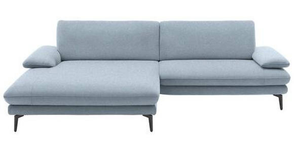 ECKSOFA in Webstoff Hellblau  - Schwarz/Hellblau, Design, Textil/Metall (184/284cm) - Dieter Knoll