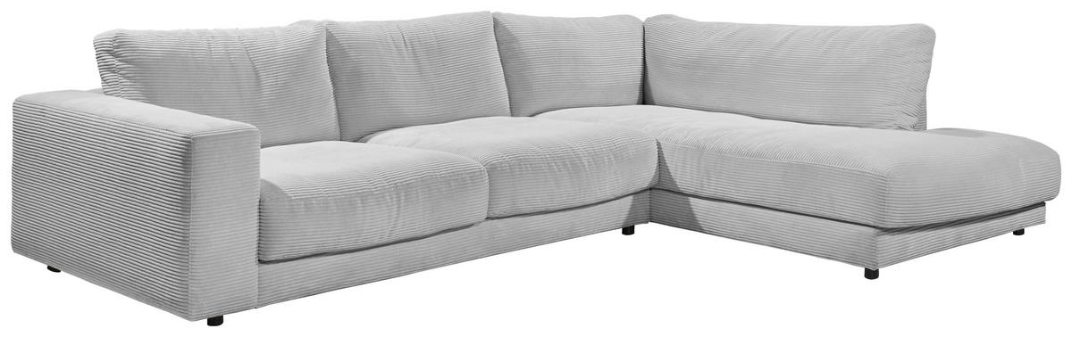 ECKSOFA in Cord Grau  - Schwarz/Grau, Design, Kunststoff/Textil (325/224cm) - Hom`in