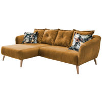 ECKSOFA in Velours Gelb, Multicolor  - Gelb/Buchefarben, Modern, Holz/Textil (162/277cm) - Livetastic