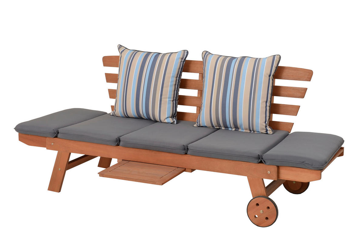 GARTENBANK 190/77,5/68 cm Eukalyptusholz   - Braun/Grau, Basics, Holz/Textil (190/77,5/68cm) - Gardenson