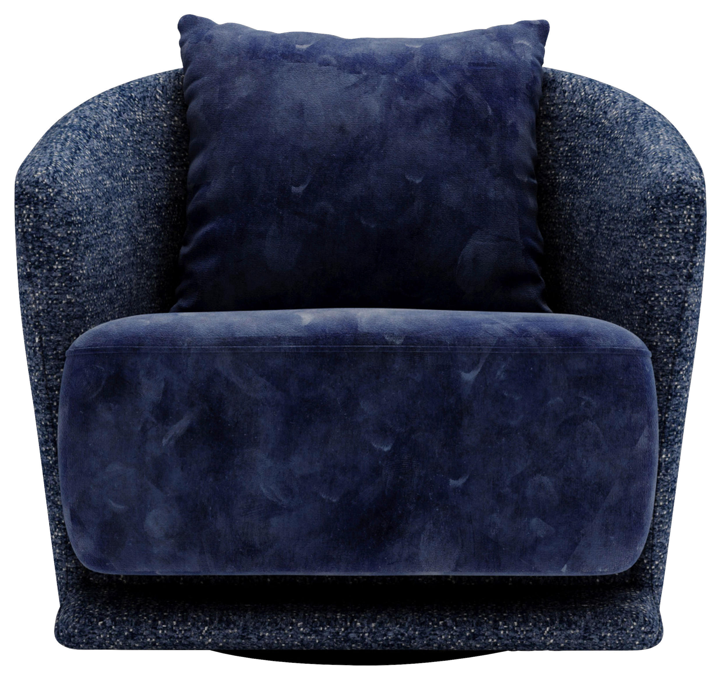 SESSEL in Plüsch, Bouclé Blau  - Blau/Schwarz, Design, Textil/Metall (83/80/75cm) - Livetastic