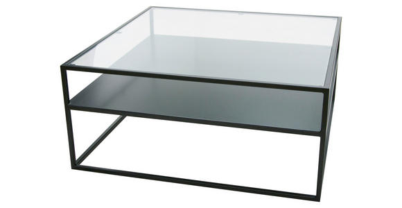 COUCHTISCH Sicherheitsglas 80/80/36 cm quadratisch Schwarz - Schwarz, Design, Glas/Metall (80/80/36cm) - Novel