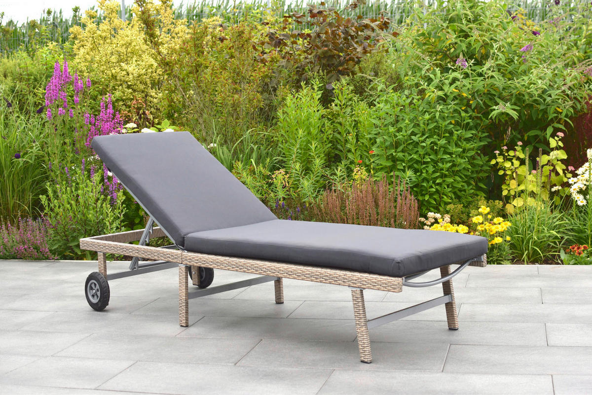 GARTENLIEGE 202/35/65 cm  - Beige/Grau, MODERN, Kunststoff/Metall (202/35/65cm) - Gardenson