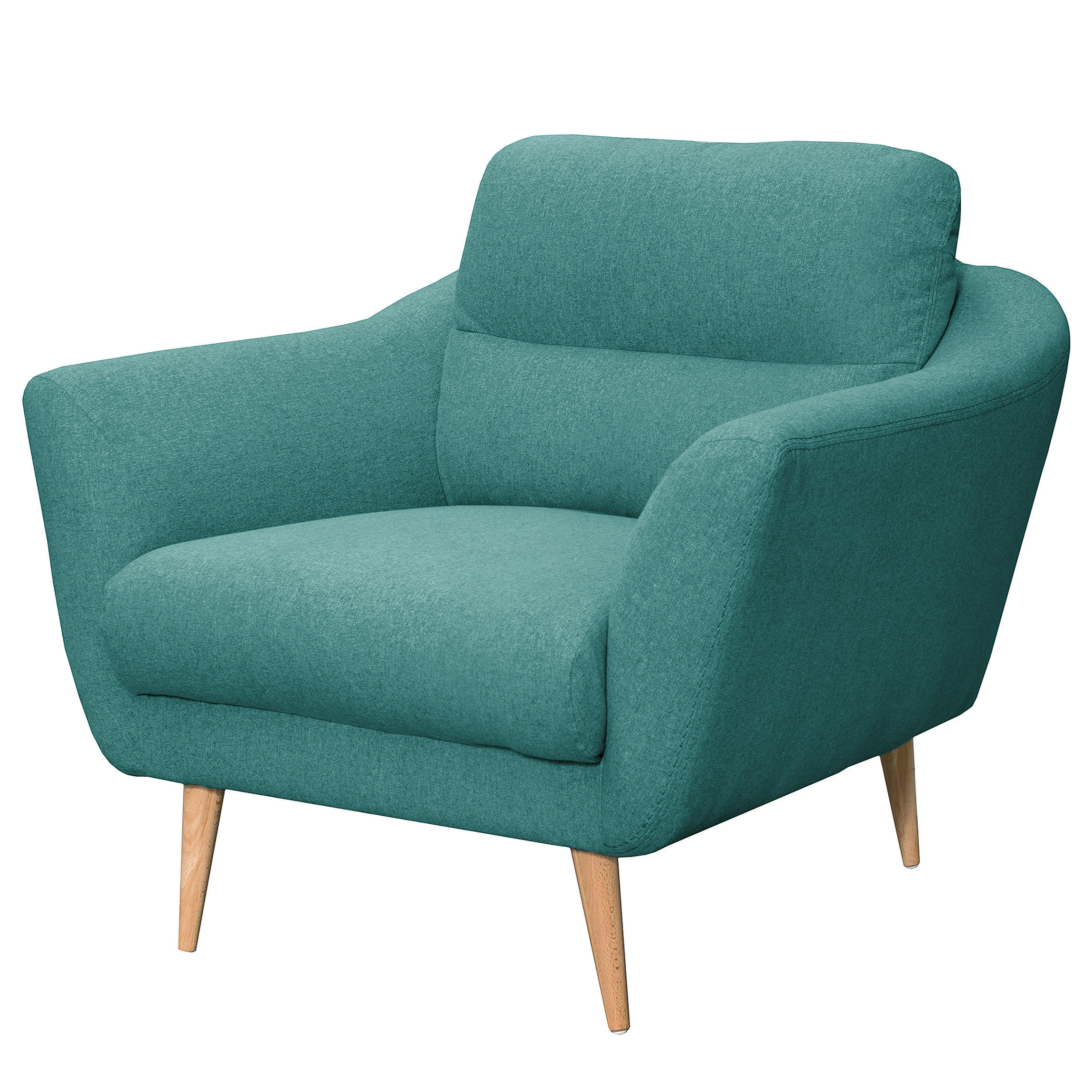 SESSEL in Webstoff Türkis  - Türkis/Buchefarben, Design, Holz/Textil (92/87/88cm) - Livetastic
