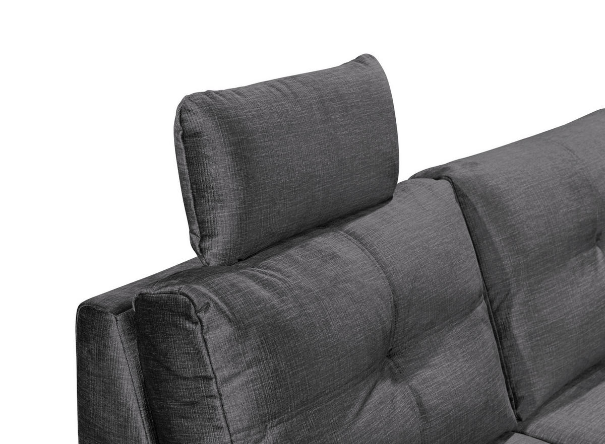 WOHNLANDSCHAFT Grau Mikrovelours  - Schwarz/Grau, KONVENTIONELL, Kunststoff/Textil (127/334/217cm) - Carryhome