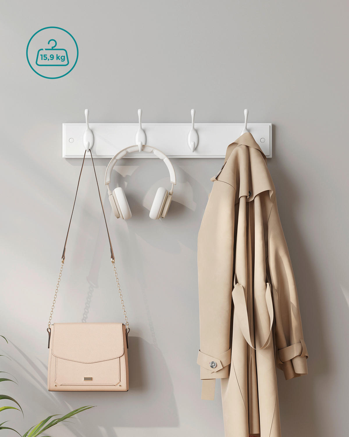 WANDGARDEROBE  in Weiß  - Weiß, Basics, Holzwerkstoff/Metall (40/9/7cm)