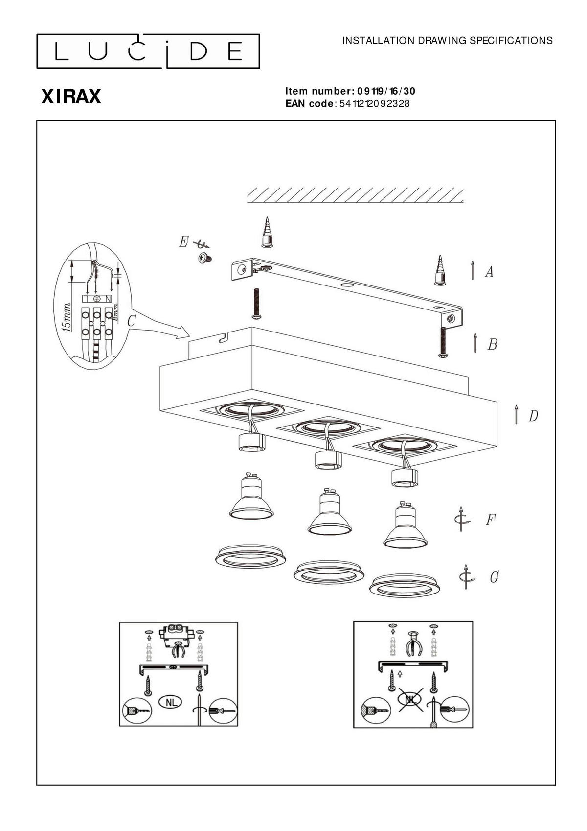LED-DECKENLEUCHTE    36/14/8.8 cm  - Schwarz, Basics (36/14/8.8cm) - Lucide