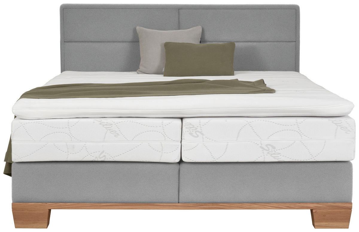 BOXSPRINGBETT 160/200 cm  in Eichefarben, Hellgrau  - Eichefarben/Hellgrau, Natur, Holz/Textil (160/200cm) - Valnatura