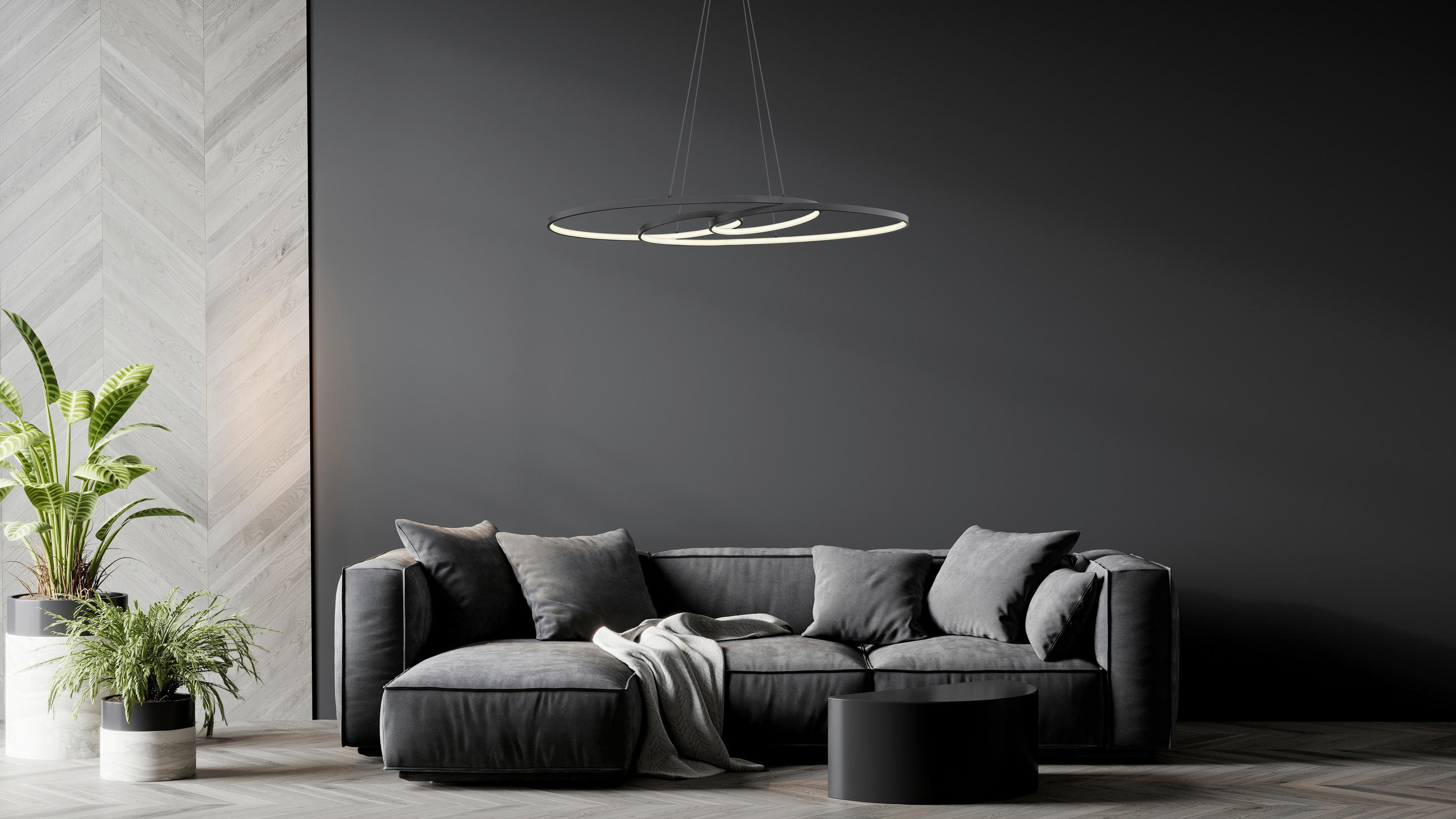 LED-HÄNGELEUCHTE 100/36/122 cm  - Schwarz/Weiß, Design, Kunststoff/Metall (100/36/122cm) - Globo