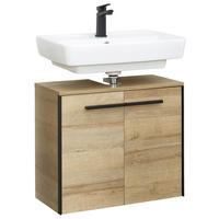 WASCHBECKENUNTERSCHRANK 60/53/33 cm  - Eichefarben/Schwarz, Natur, Holzwerkstoff/Kunststoff (60/53/33cm) - Xora