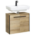 WASCHBECKENUNTERSCHRANK 60/53/33 cm  - Eichefarben/Schwarz, Natur, Holzwerkstoff/Kunststoff (60/53/33cm) - Xora