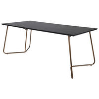 ESSTISCH furniert rechteckig Schwarz, Messingfarben  - Messingfarben/Schwarz, Design, Holzwerkstoff/Metall (180/90/75cm) - Livetastic