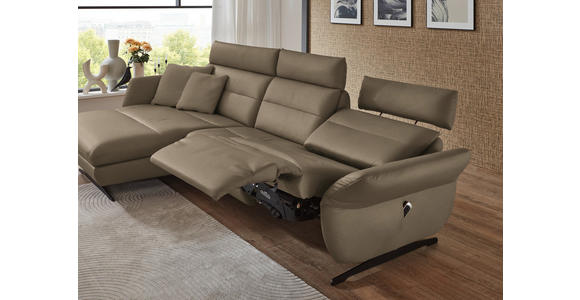 ECKSOFA in Echtleder Hellbraun 169/298 cm - Hellbraun/Schwarz, Design, Leder/Metall (169/298cm) - Dieter Knoll