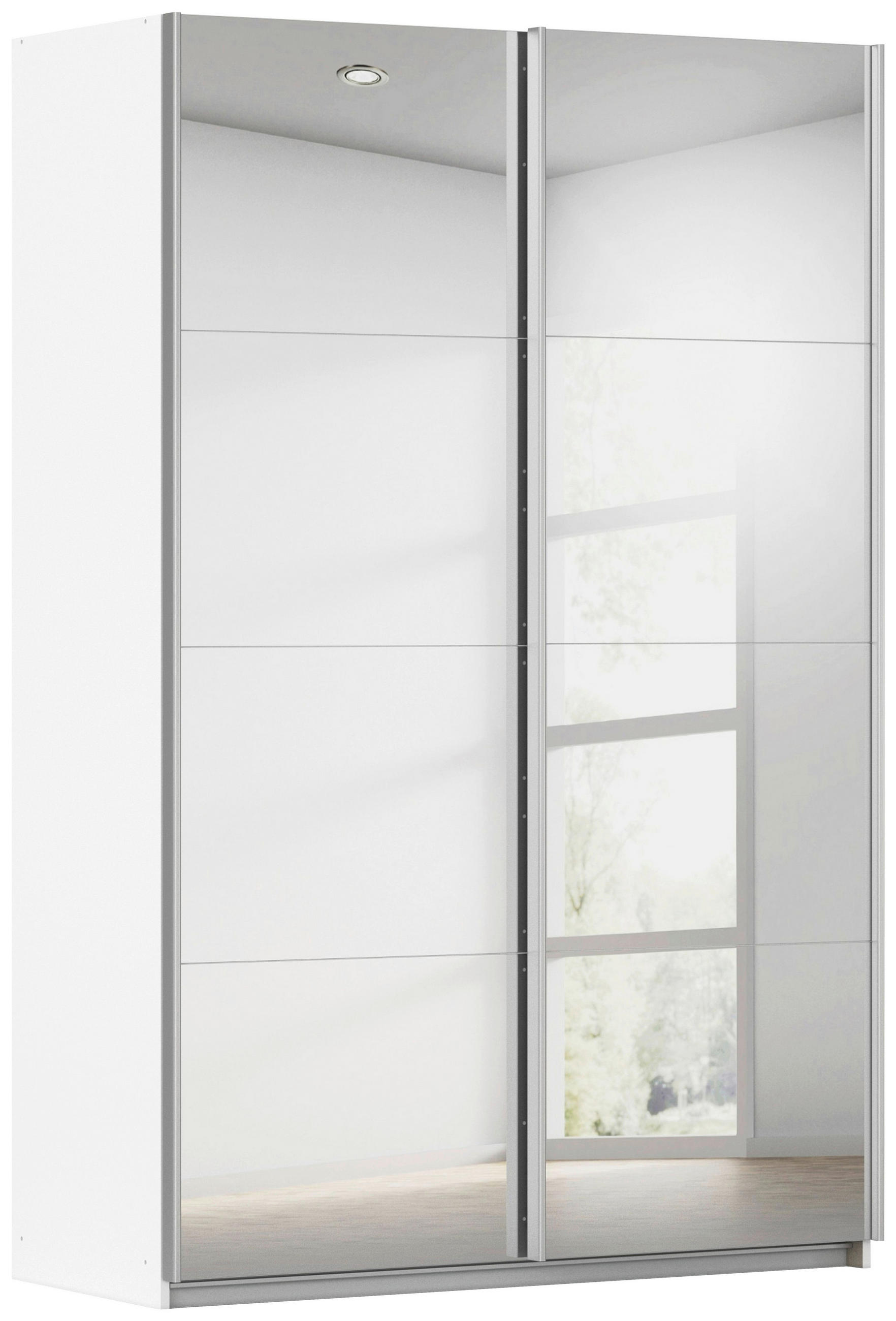 SCHWEBETÜRENSCHRANK 136/210/62 cm 2 Tür(en)-türig Weiß  - Alufarben/Weiß, KONVENTIONELL, Glas/Holzwerkstoff (136/210/62cm) - home24