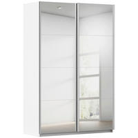 SCHWEBETÜRENSCHRANK 136/210/62 cm 2 Tür(en)-türig Weiß  - Alufarben/Weiß, KONVENTIONELL, Glas/Holzwerkstoff (136/210/62cm) - home24