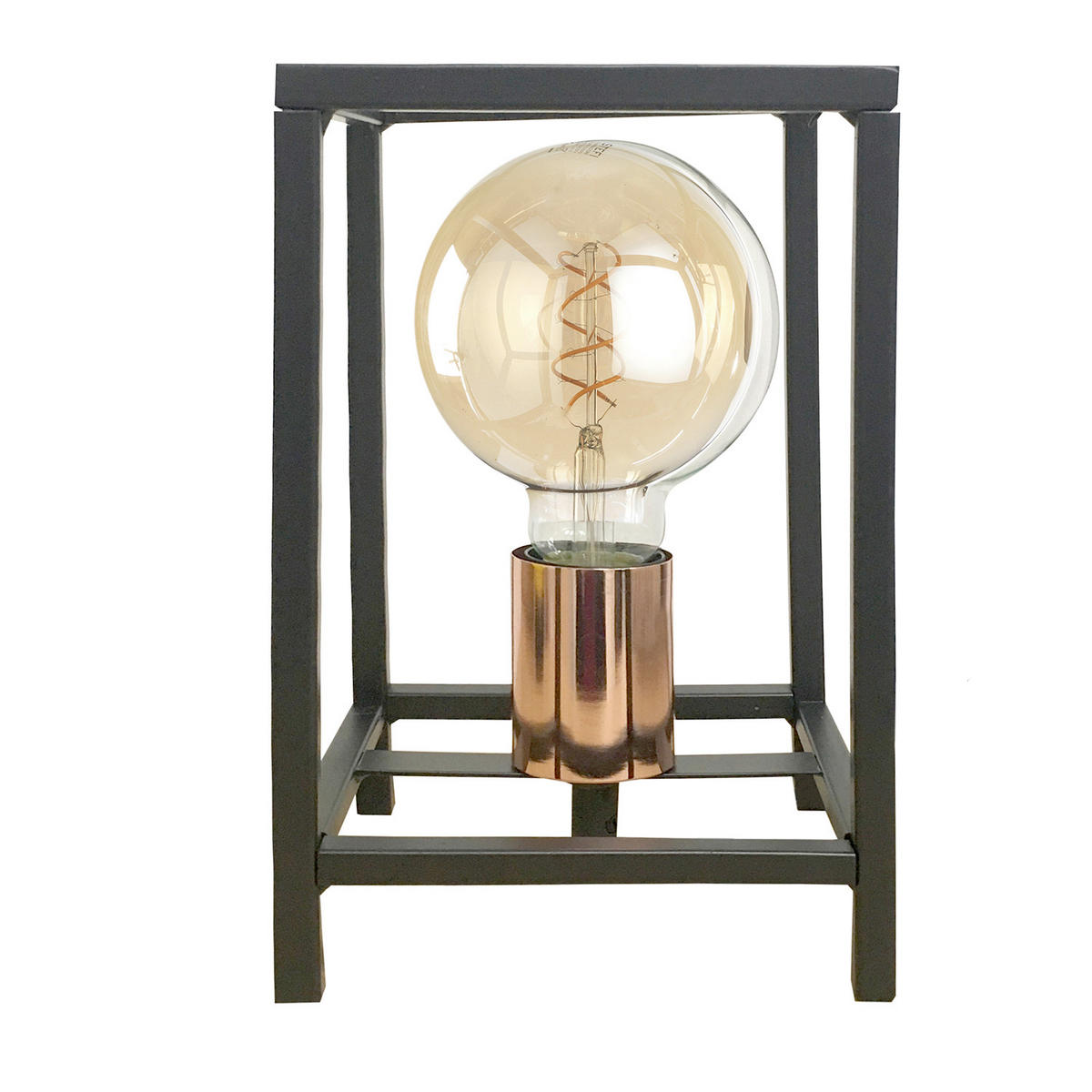 NACHTTISCHLEUCHTE 14/20 cm   - Schwarz/Kupferfarben, Design, Metall (14/20cm)