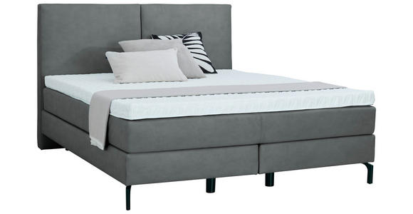 BOXSPRINGBETT 180/200 cm  in Anthrazit  - Anthrazit/Schwarz, KONVENTIONELL, Textil/Metall (180/200cm) - Dieter Knoll