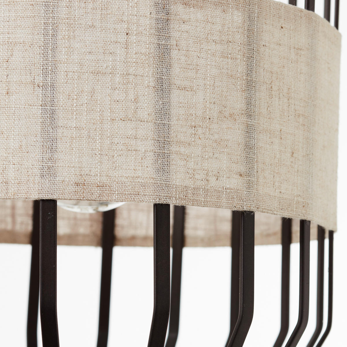 HÄNGELEUCHTE 23/136,5 cm    - Schwarz/Naturfarben, Basics, Textil/Metall (23/136,5cm) - Brilliant