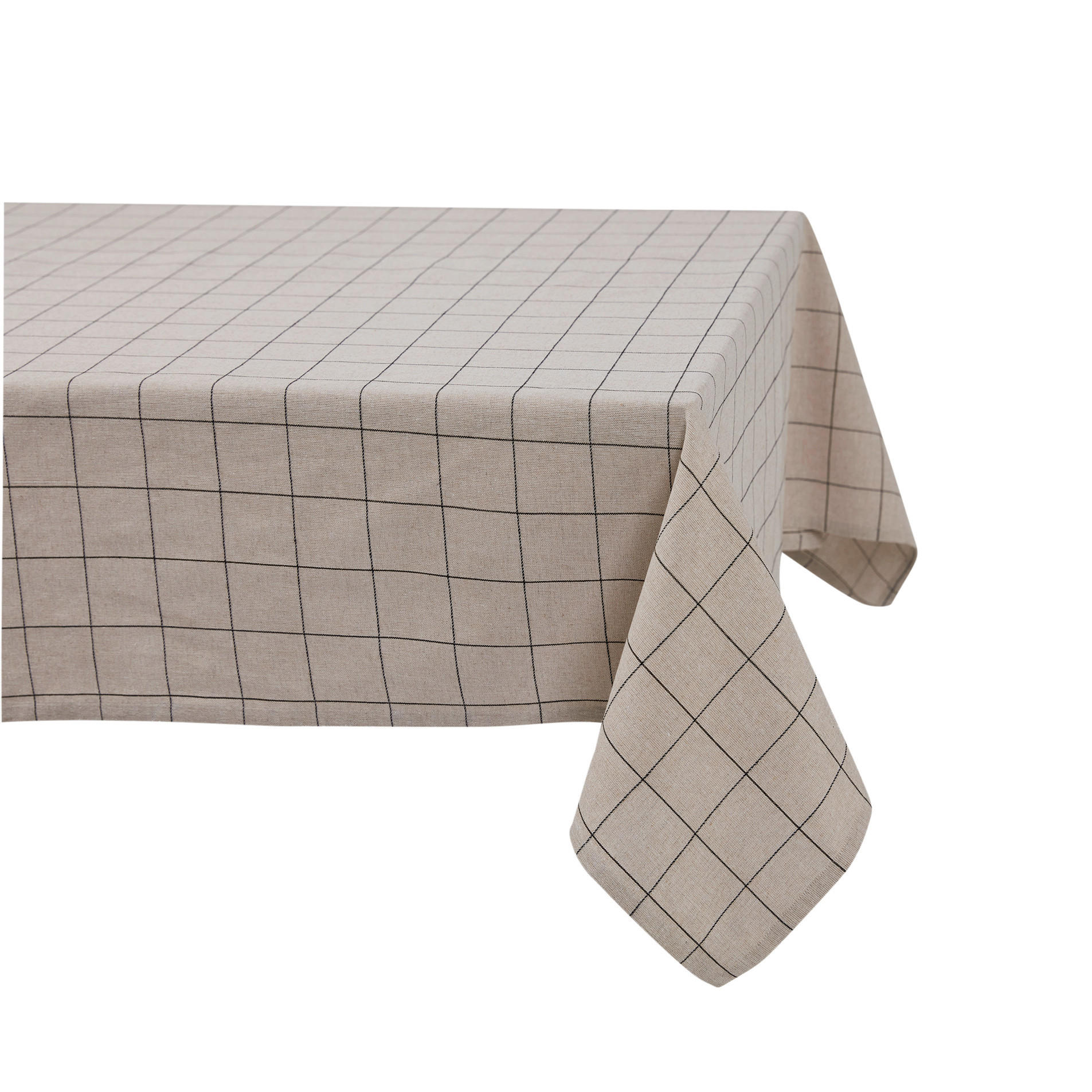 BORDSDUK Check textil flatväv beige 140/310 cm  - beige, Basics, textil (140/310cm)