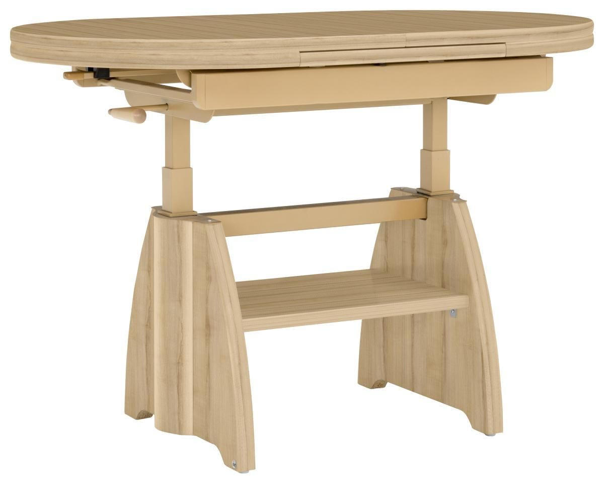COUCHTISCH Eiche furniert 110-130,5/65/56-75 cm rechteckig Eichefarben  - Eichefarben, KONVENTIONELL, Holzwerkstoff/Metall (110-130,5/65/56-75cm) - Venda