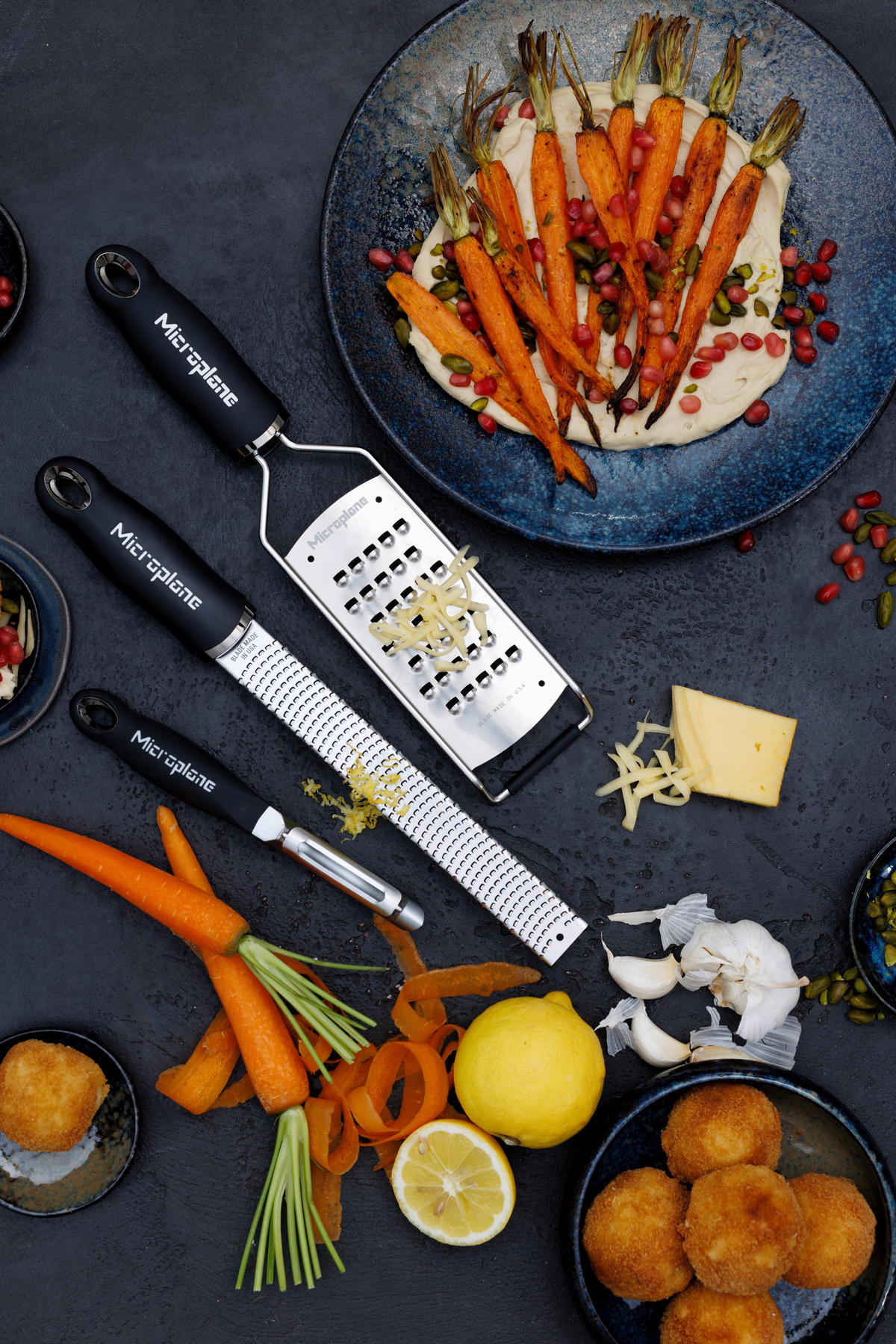 SET KUHINJSKIH PRIPOMOČKOV  Gourmet                   - barve nerjavečega jekla/črna, Basics, kovina/umetna masa - MICROPLANE