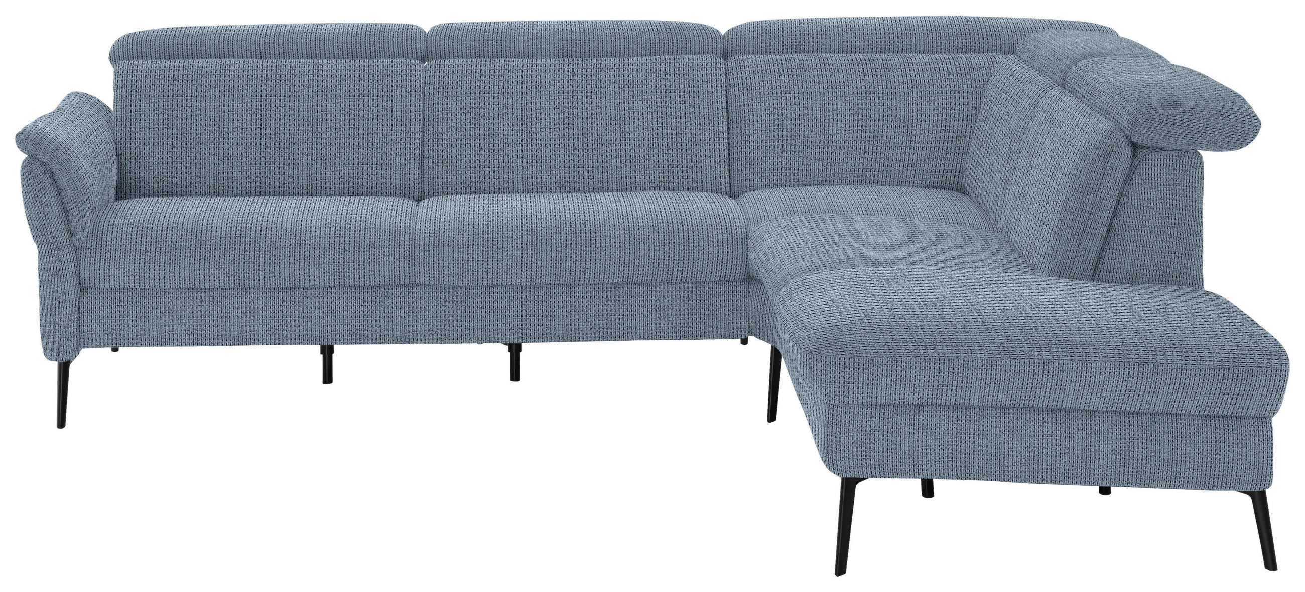 ECKSOFA in Struktur Hellblau  - Schwarz/Hellblau, Modern, Textil/Metall (275/235cm) - Cantus