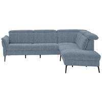 ECKSOFA in Struktur Hellblau  - Schwarz/Hellblau, Modern, Textil/Metall (275/235cm) - Cantus