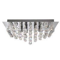 DECKENLEUCHTE Hanna 45/45/19 cm   - Klar/Silberfarben, Design, Glas/Metall (45/45/19cm) - Searchlight
