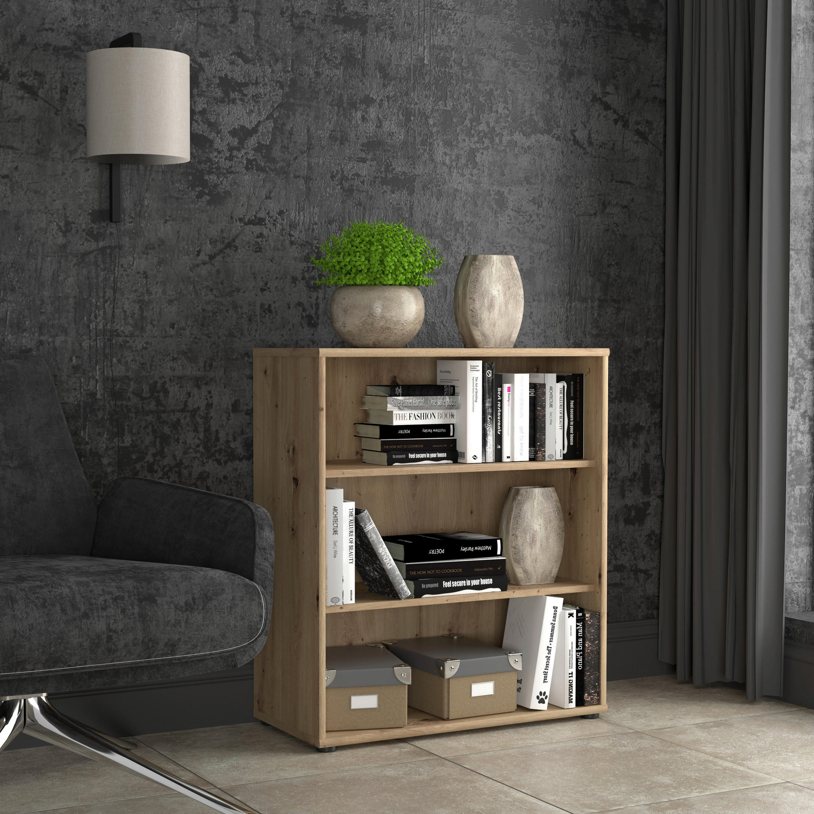 REGAL Eiche Artisan - Eiche Artisan, Design, Holzwerkstoff (73,7/85,5/34,8cm)