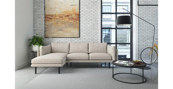 ECKSOFA Champagner Flachgewebe - Champagner/Beige, Design, Textil/Metall (160/268/100cm) - Novel