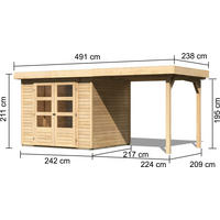 GARTENHAUS  - Naturfarben, Basics, Holz (491/217/211cm) - Karibu