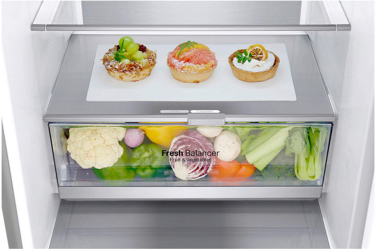 KÜHL-GEFRIER-KOMBINATION 60/203/68 cm GBB92MBB3P  - Silberfarben, Trend, Glas/Kunststoff (60/203/68cm) - LG