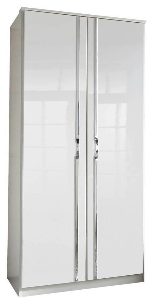 DREHTÜRENSCHRANK  in Weiß, Weiß Hochglanz  - Chromfarben/Weiß Hochglanz, MODERN, Holzwerkstoff/Kunststoff (91/199/58cm) - MID.YOU