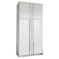 DREHTÜRENSCHRANK  in Weiß, Weiß Hochglanz  - Chromfarben/Weiß Hochglanz, MODERN, Holzwerkstoff/Kunststoff (91/199/58cm) - MID.YOU