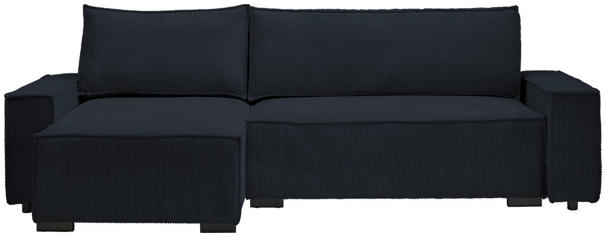 ECKSOFA in Cord, Webstoff Schwarz  - Schwarz, Modern, Holz/Textil (157/265cm) - Carryhome