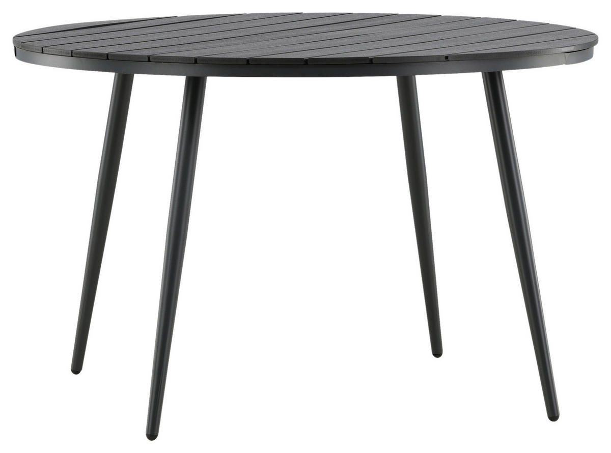 GARTENTISCH Metall, Kunststoff Schwarz rund  - Schwarz, KONVENTIONELL, Kunststoff/Metall (120/74cm) - Gardenson