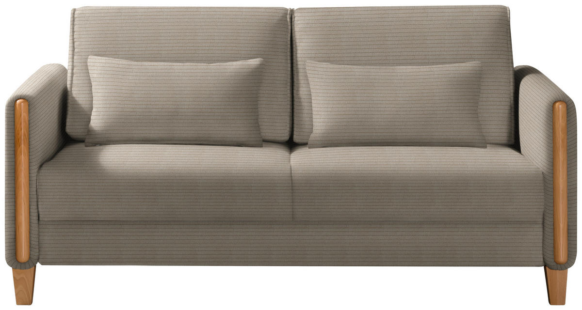 SCHLAFSOFA in Cord Taupe, Buchefarben  - Taupe/Buchefarben, Design, Holz/Textil (174/88/104cm) - Niels Andersson