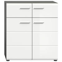 SCHUHSCHRANK 80/90/37 cm  - Weiss Hochglanz/Silberfarben, Design, Holzwerkstoff/Kunststoff (80/90/37cm) - MID.YOU