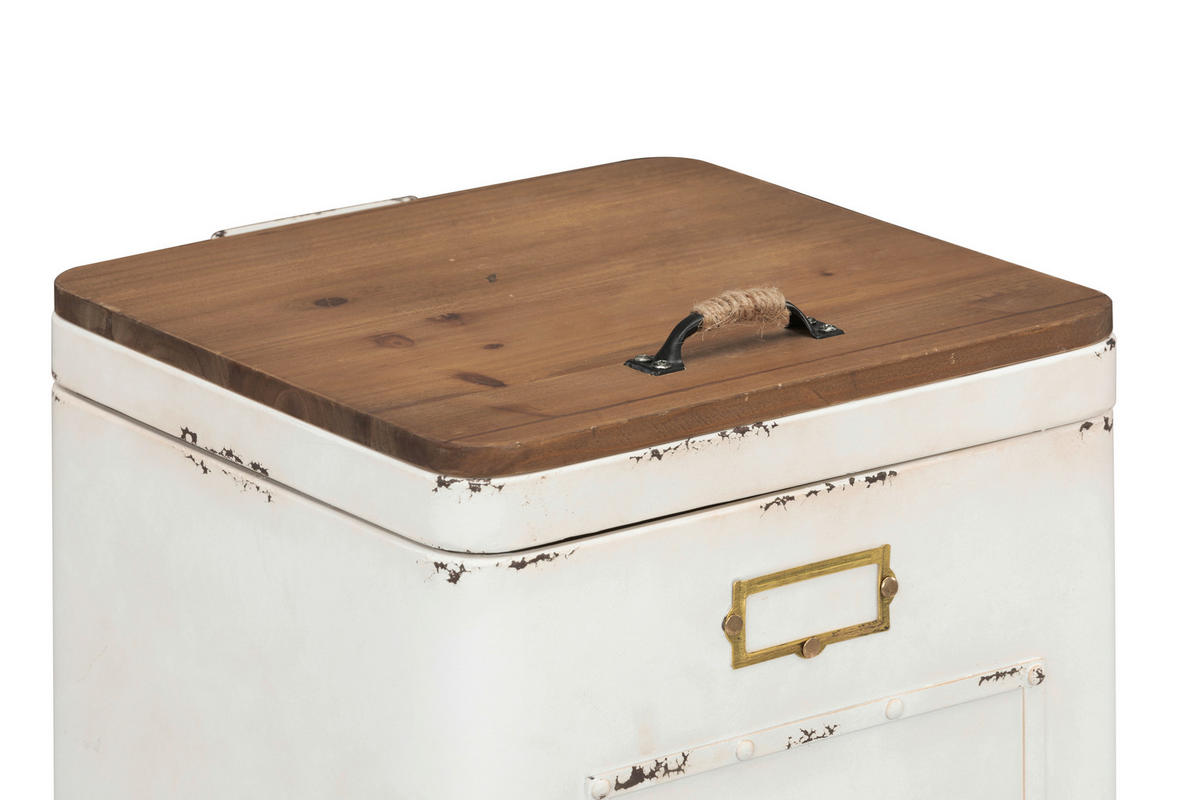 ABFALLEIMER 51.2 l  Holz, Metall  - Naturfarben/Weiß, KONVENTIONELL, Holz/Metall (35/63/45.5cm) - Livetastic