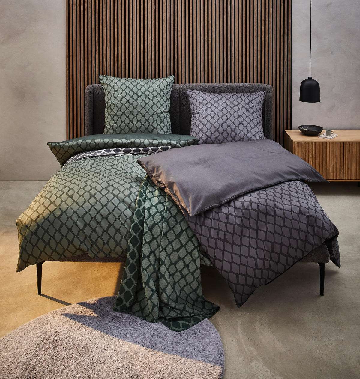 BETTWÄSCHESET Satin 160/210 cm  50 cm/70 cm  - Grün, Design, Textil (160/210cm) - Dieter Knoll