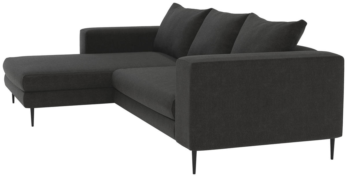 ECKSOFA in Struktur Graphitfarben  - Schwarz/Graphitfarben, Modern, Textil/Metall (170/325cm) - Trendmanufaktur