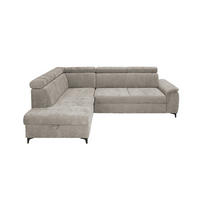 ECKSOFA Taupe Chenille Bettkasten, Schlaffunktion, Rücken echt, Kopfteilverstellung, Liegefläche im Originalstoff  - Taupe/Schwarz, KONVENTIONELL, Textil/Metall (206/265cm) - Carryhome