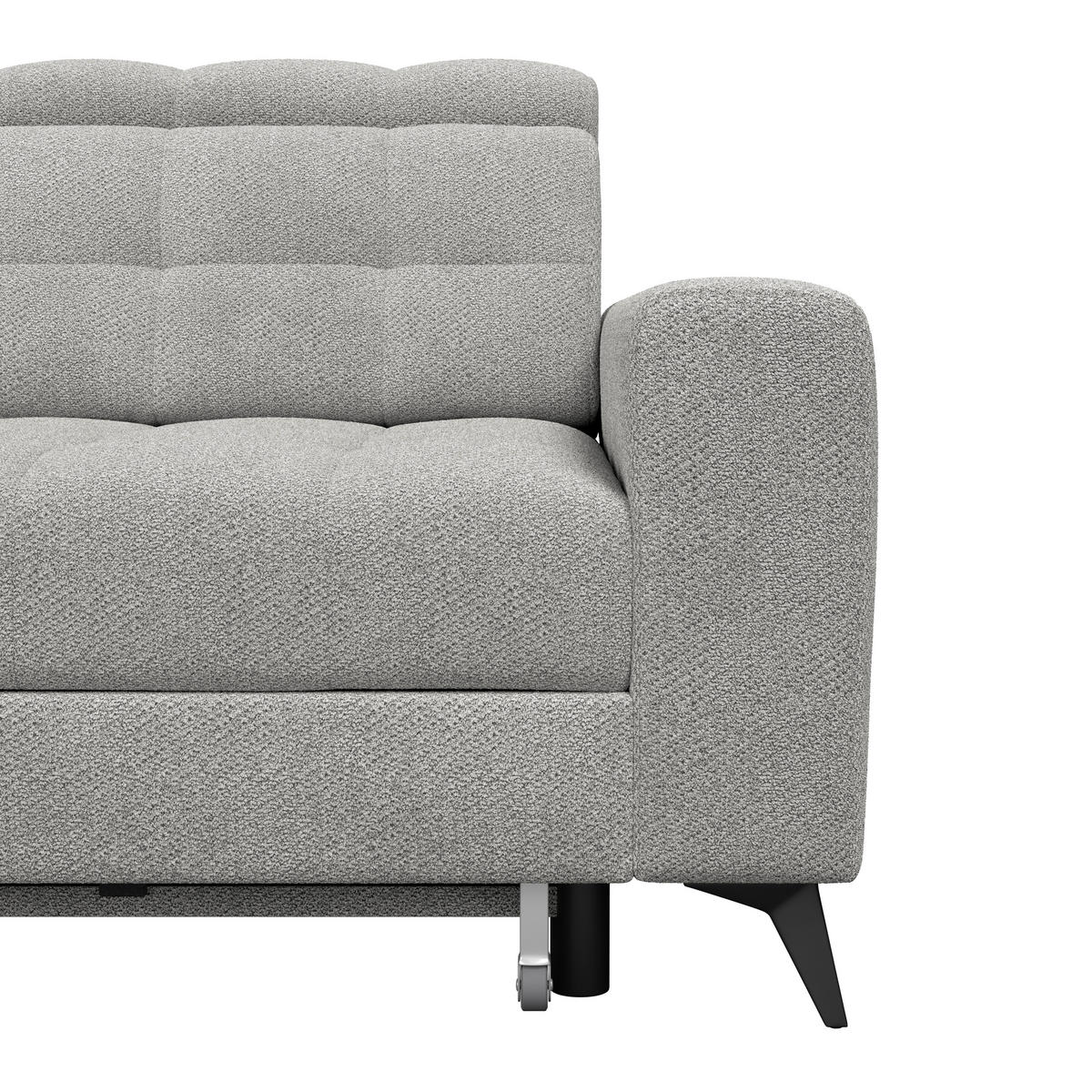 ECKSOFA Velours Hellgrau  - Hellgrau/Schwarz, Romantik / Landhaus, Textil/Metall (228/289cm) - MID.YOU