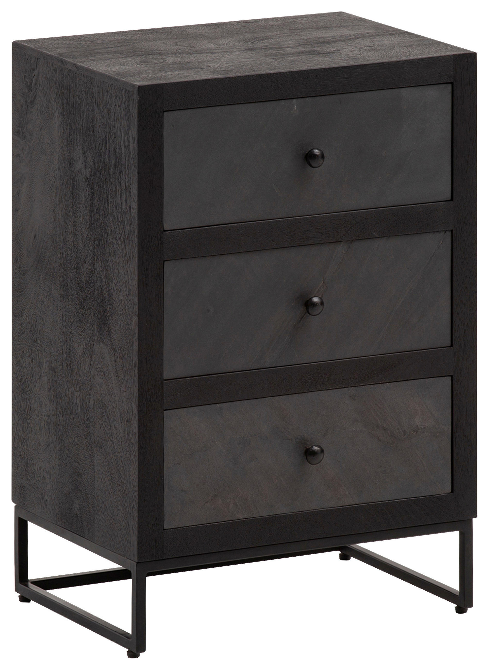 NACHTTISCH 40/60/30 cm  massiv Mangoholz Schwarz  - Schwarz, Lifestyle, Holz/Holzwerkstoff (40/60/30cm) - MID.YOU