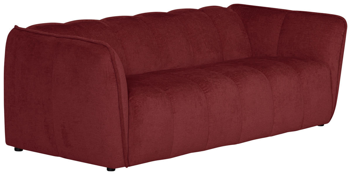 3-SITZER-SOFA LIVOLI in Chenille Bordeaux  - Bordeaux/Schwarz, Design, Kunststoff/Textil (217/70/94cm) - MID.YOU