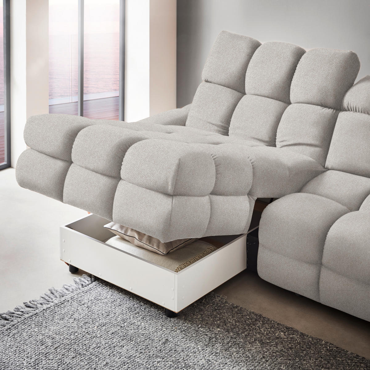 HÖRNSOFFA i velour beige  - beige/svart, Design, textil/plast (178/283cm) - Welnova