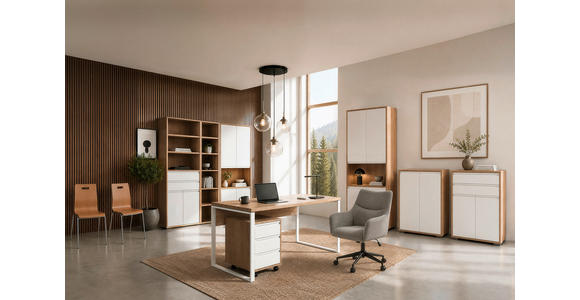 AKTENSCHRANK Weiß, Eichefarben  - Eichefarben/Weiß, KONVENTIONELL, Holzwerkstoff (80/198/41cm) - Carryhome
