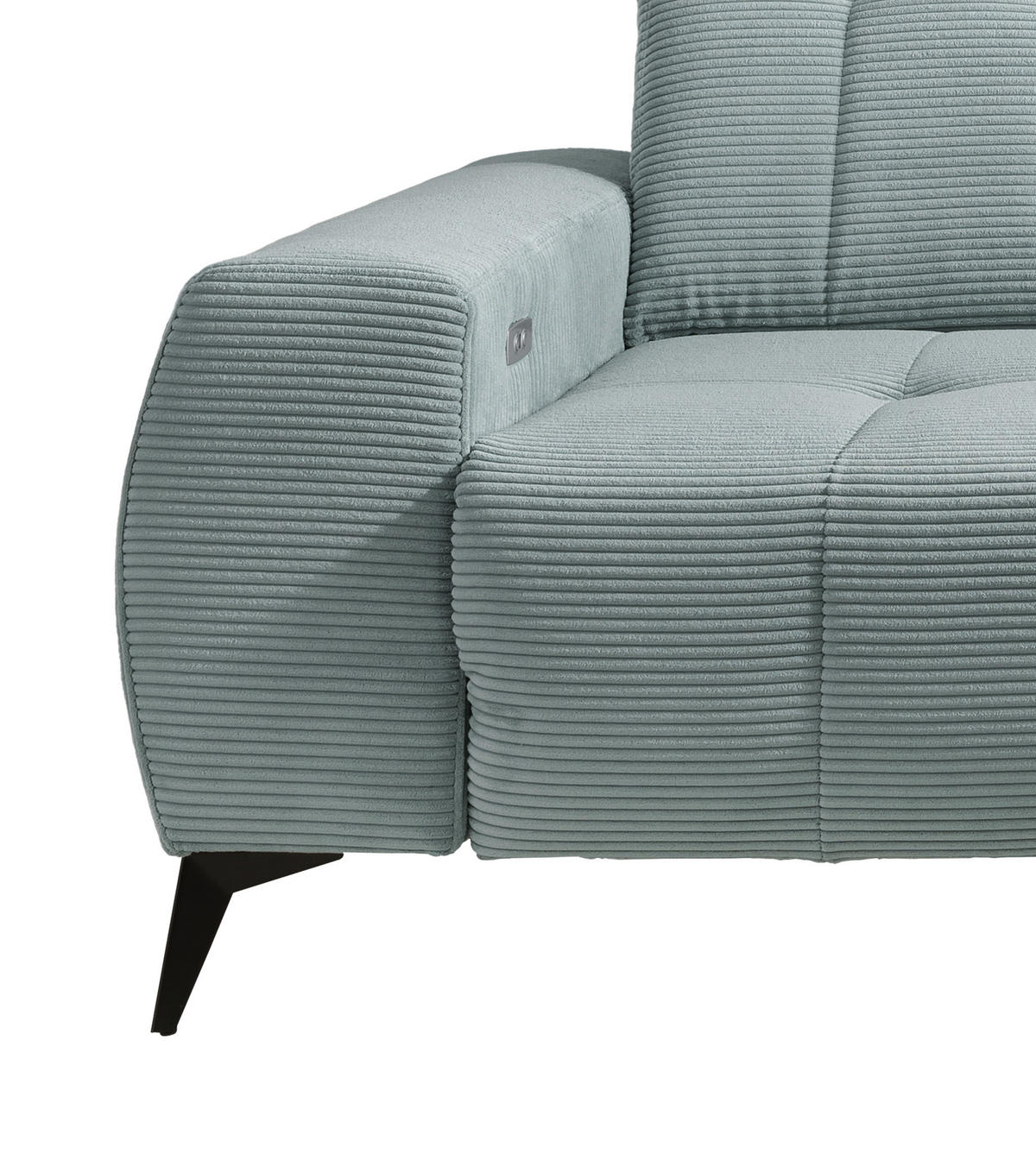 ECKSOFA in Cord Hellblau  - Schwarz/Hellblau, Modern, Textil/Metall (261/200cm) - Livetastic